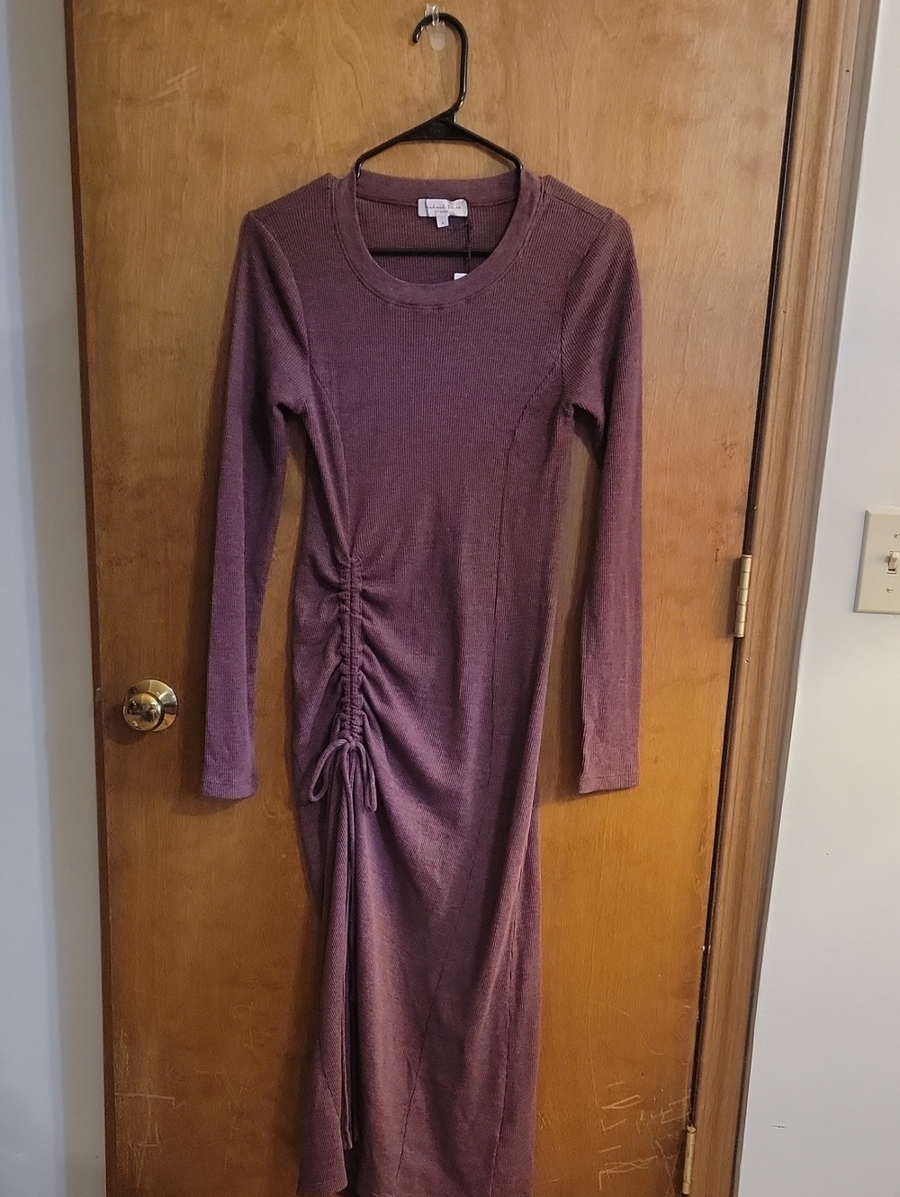 Michael Stars Long Sleeve Ruched Midi Dress in Mauve